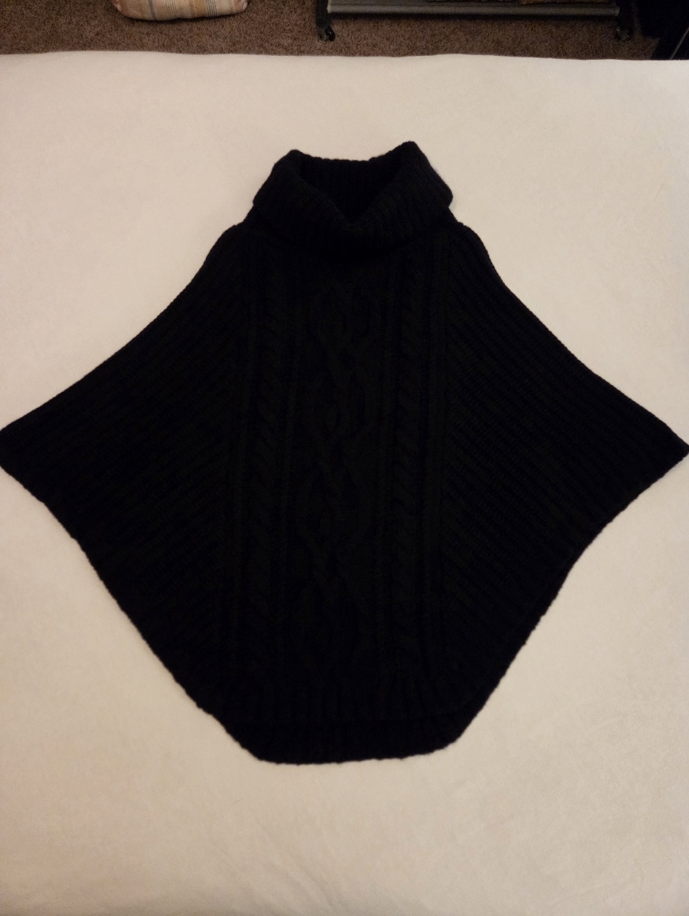 Autumn Cashmere Black Cable Knit Turtleneck Poncho - Picture 7 of 9